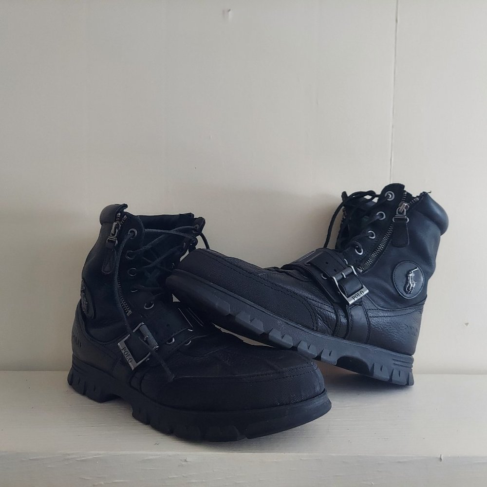 Black Men's Size 14D Ralph Lauren Polo Leather Boots